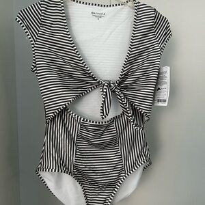 Athleta Monochrome Striped Swimwear